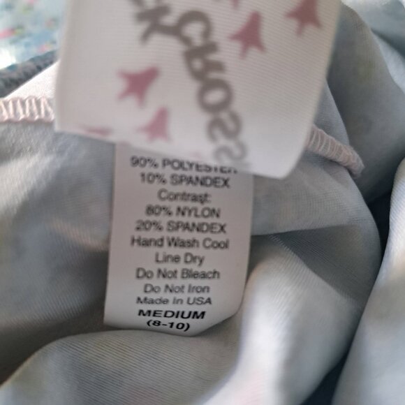 DUCK CROSSING pink floral BLUE pastel FIGURE ICE SKATING DRESS girls M 8-10 - Picture 3 of 6